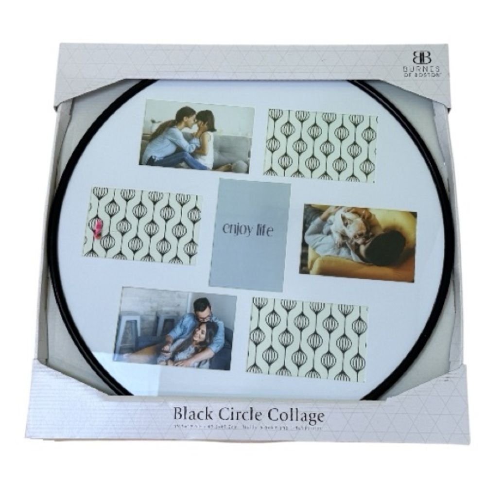 Burnes of Boston Black Circle Collage Frame 19.5” New in Box Holds 7 Photos